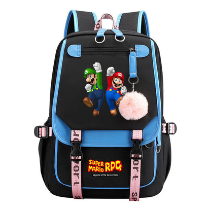 Printed Usb Youth Student Backpack For Men And Women With Casual Woven Strap Flap Backpack