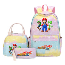 Super Mario Student Girls School Bag Lunch Bag Three Piece Backpack Set