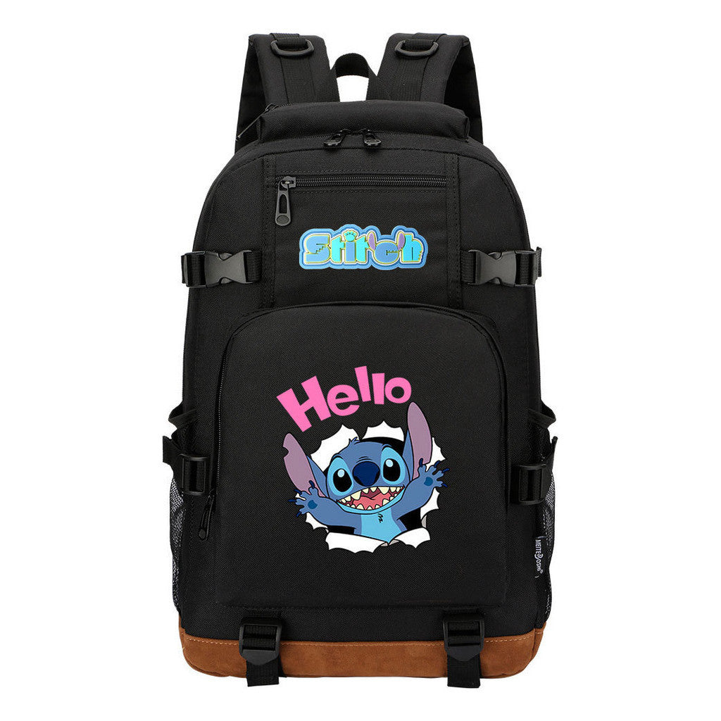 Anime Star Baby Stitch Printed Youth Backpack For Men And Women's Leisure Travel Backpack