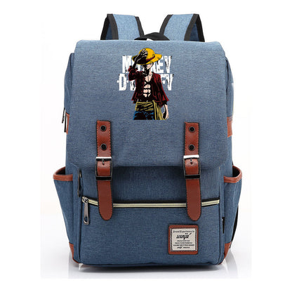 Anime Pirate King Luffy Printed Student Backpack For Men And Women With Casual Belt Buckle Classic Backpack