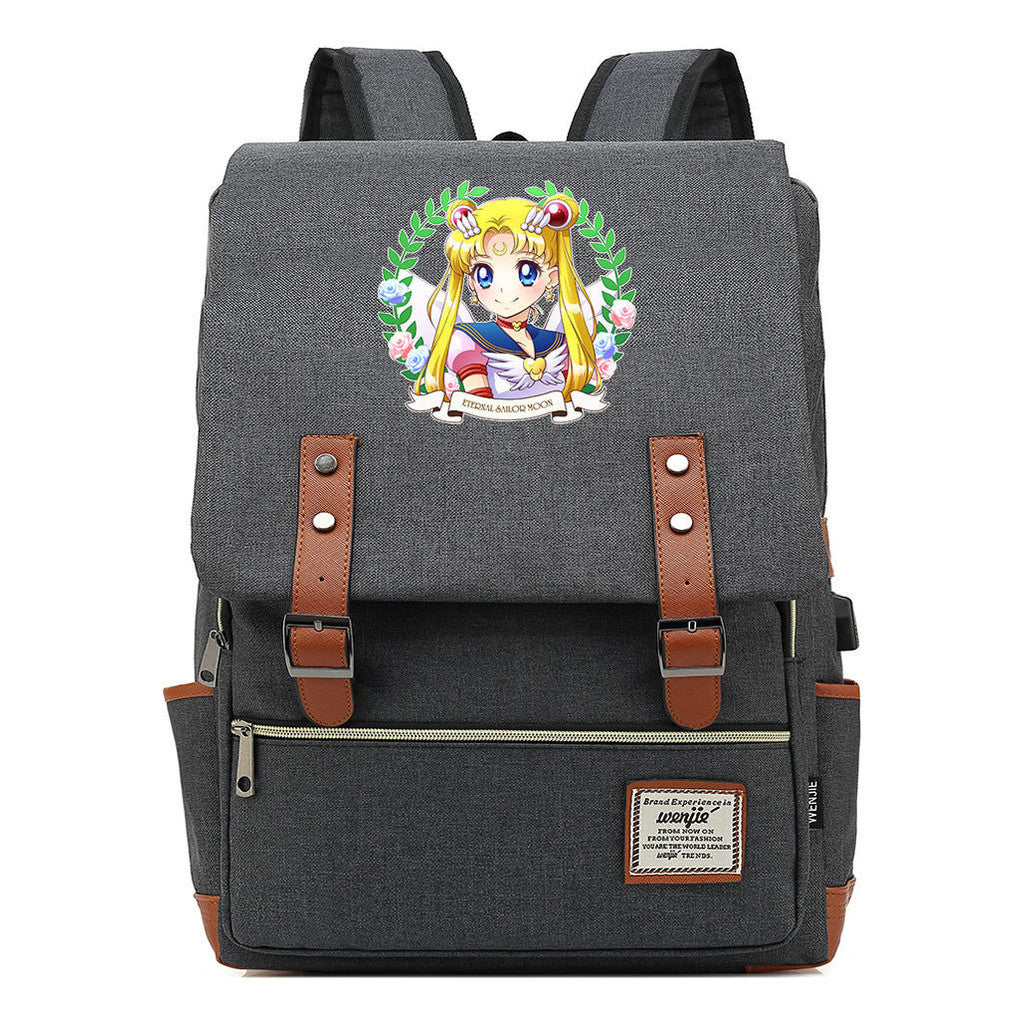 Beautiful Girl Warrior Youth Student School Bag Usb Men's And Women's Leisure Backpack