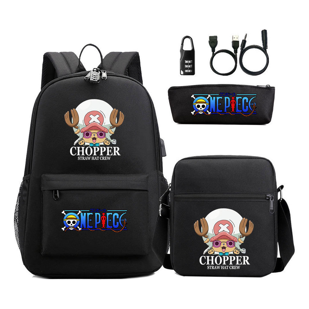 Usb Password Lock Student Backpack Three Piece Set Backpack Set