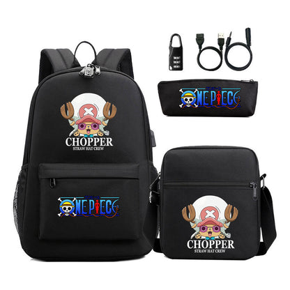 Usb Password Lock Student Backpack Three Piece Set Backpack Set