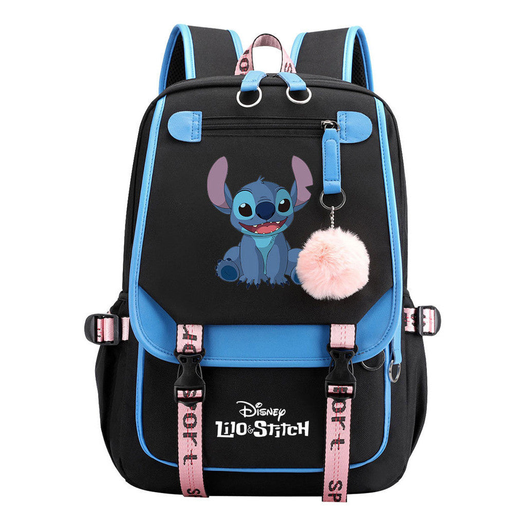 Interstellar Baby Stitch Usb Backpack For Boys And Girls Casual Woven Strap Flip Backpack