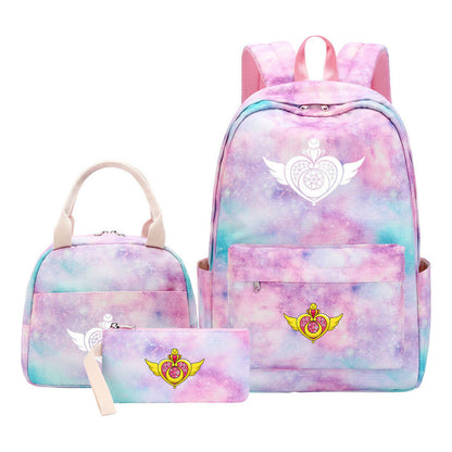 Beautiful Girl Warrior Teenage Girls Backpack Lunch Bag Three Piece Set With Backpack Cover