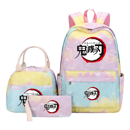 Cartoon Fashion Student Girls School Bag Lunch Bag Three Piece Set Backpack Set