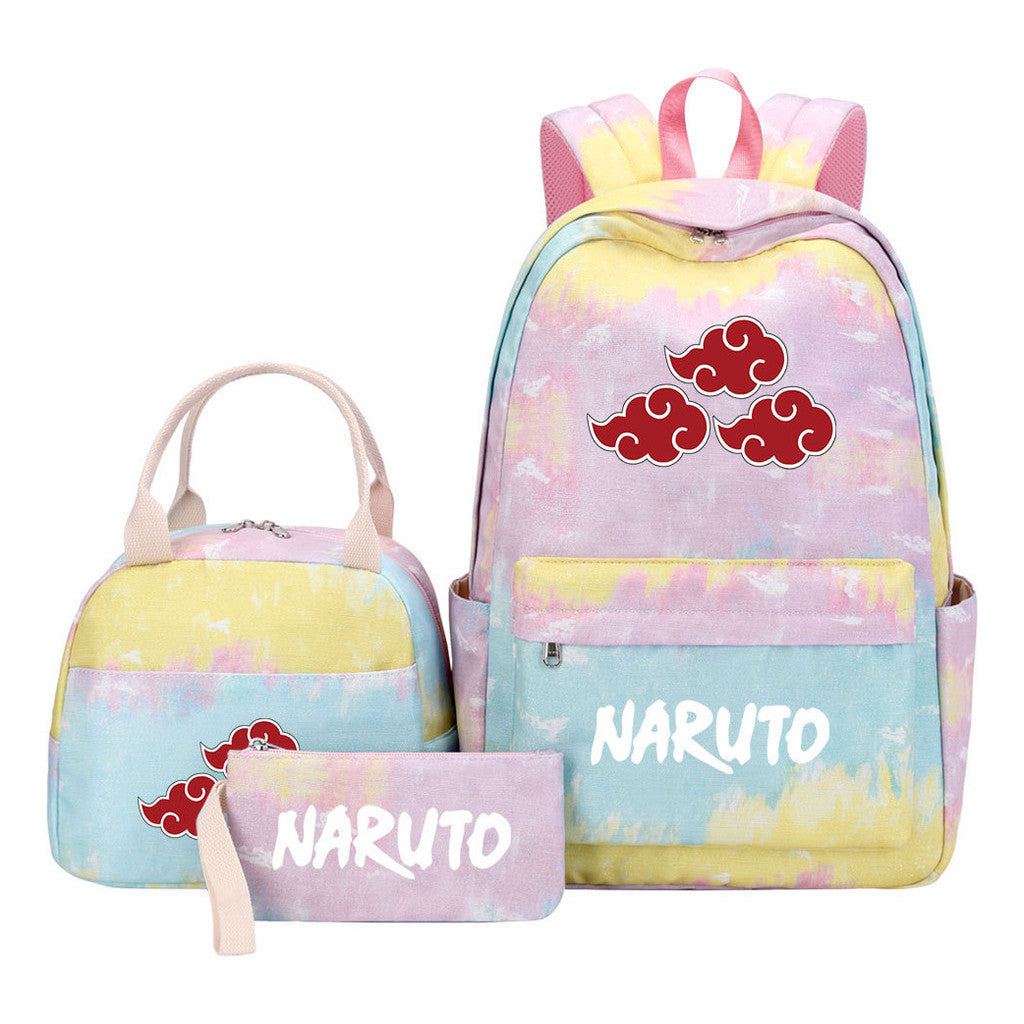 Naruto Student Girl Backpack Lunch Bag Three Piece Set Backpack