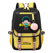 My Heroes Academy Usb Youth Student Backpack With Casual Woven Strap Flip Back Backpack