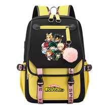 My Heroes Academy Usb Student Backpack For Boys And Girls, Casual Weaving Ribbon Flip Back Backpack
