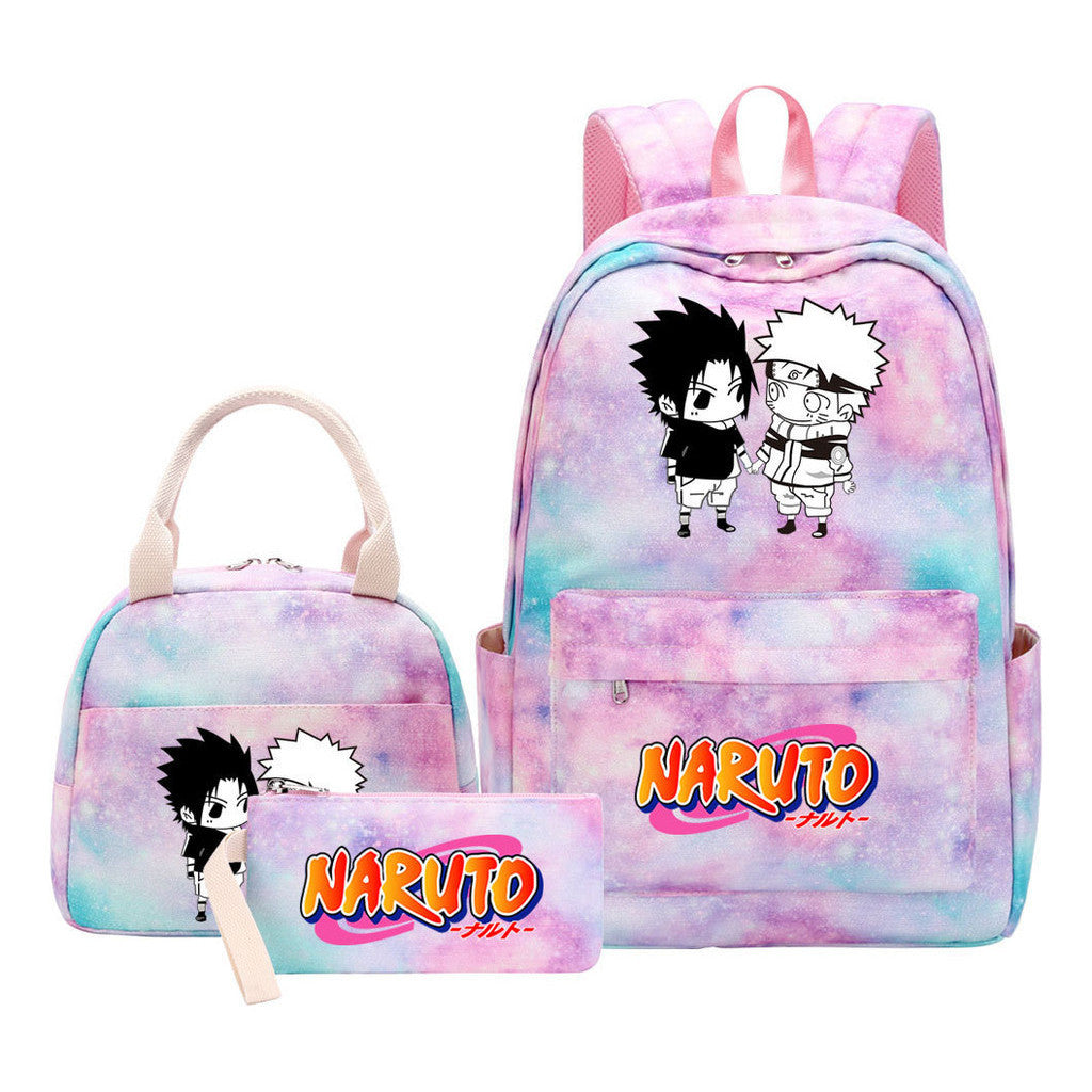 Naruto Student Girl Backpack Lunch Bag Three Piece Set Backpack Set