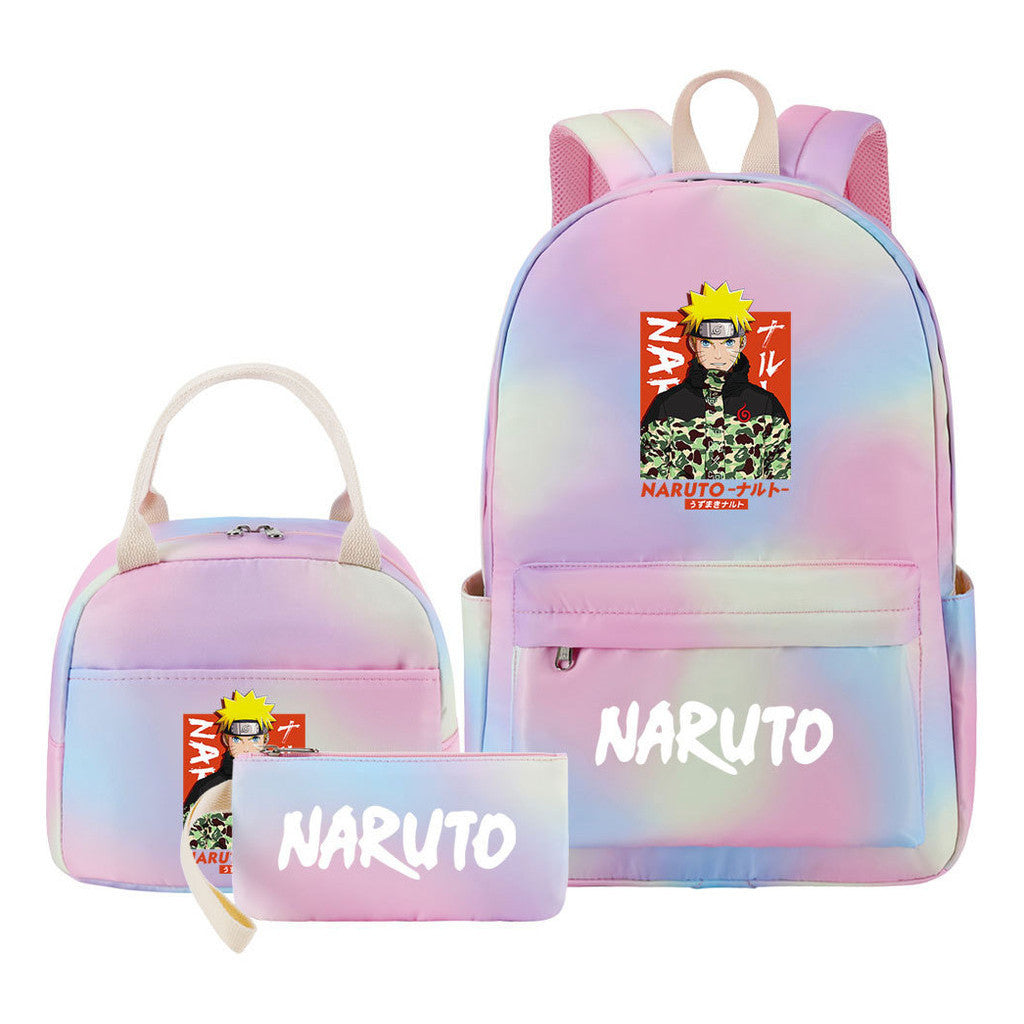 Naruto Student Girl Backpack Lunch Bag Three Piece Set Backpack Set