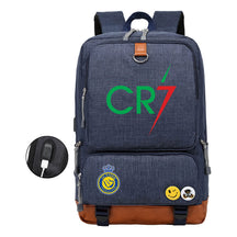 Football Star Cristiano Ronaldo Printed Usb Youth Student Backpack For Leisure Travel Backpack