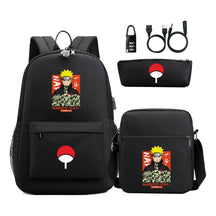 Naruto Usb Password Lock Year Student School Bag Three Piece Set Backpack Set