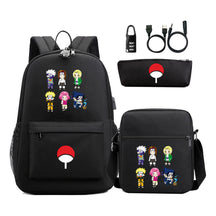 Naruto Usb Password Lock Student Backpack Three Piece Set Backpack Set