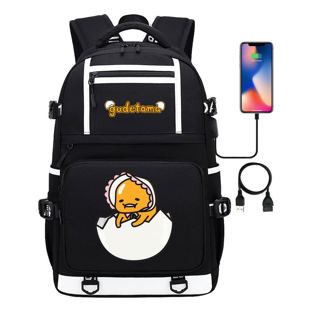 Cartoon Cartoon Lazy Egg Usb Student Backpack Backpack Leisure Travel Bag