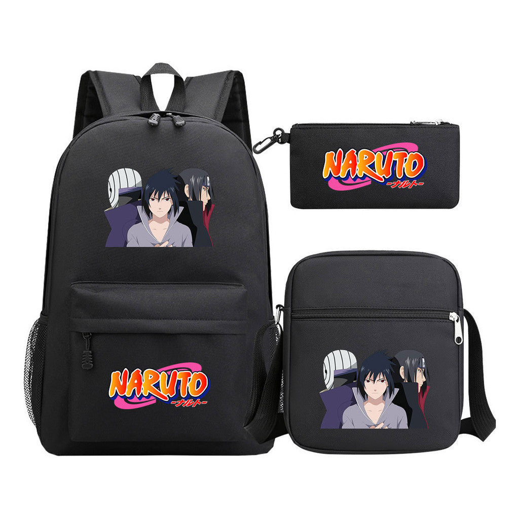 Anime Naruto Starry Sky Student School Bag Three Piece Set For Men And Women Backpack Set