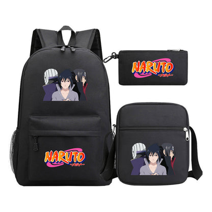 Anime Naruto Starry Sky Student School Bag Three Piece Set For Men And Women Backpack Set