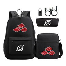 Naruto Usb Password Lock Backpack Three Piece Set For Men And Women Backpack Set