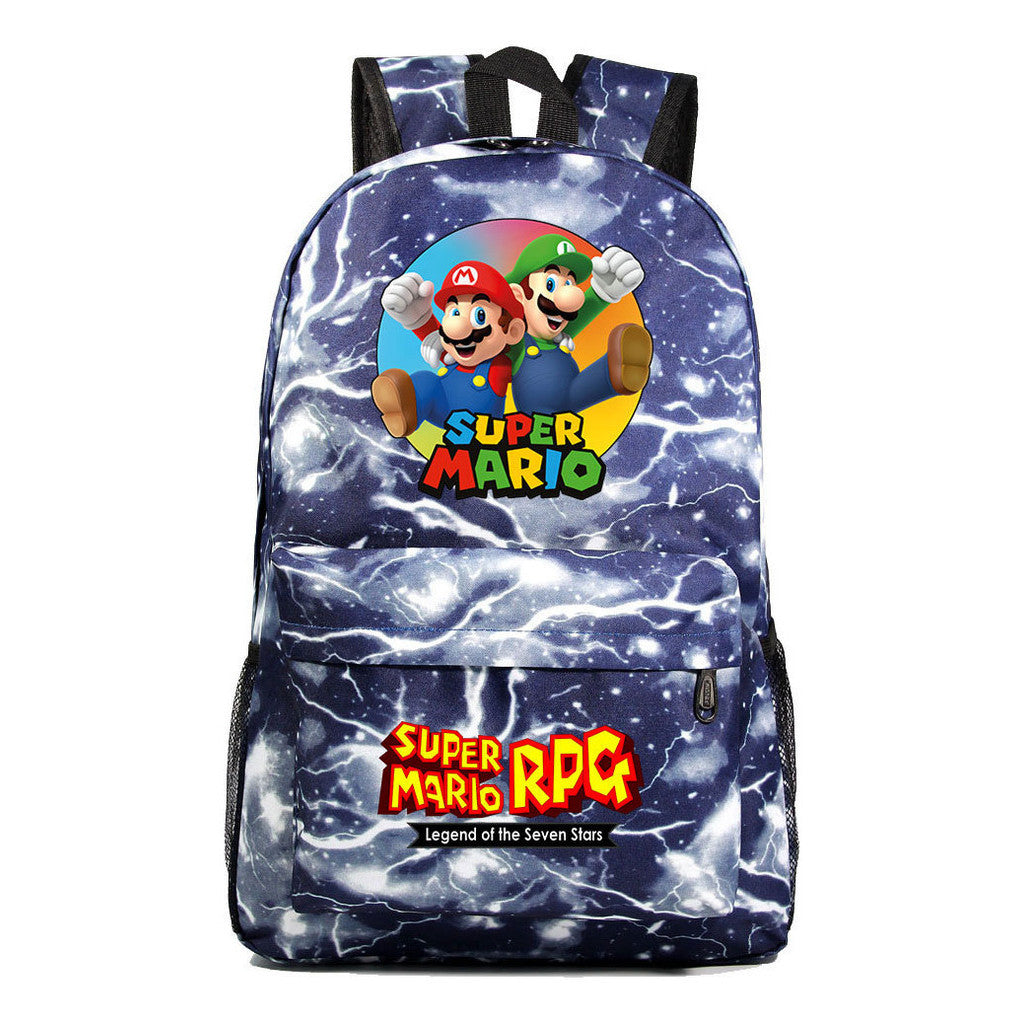 Super Mario Starry Sky Student Backpack For Men And Women's Leisure Travel Backpack