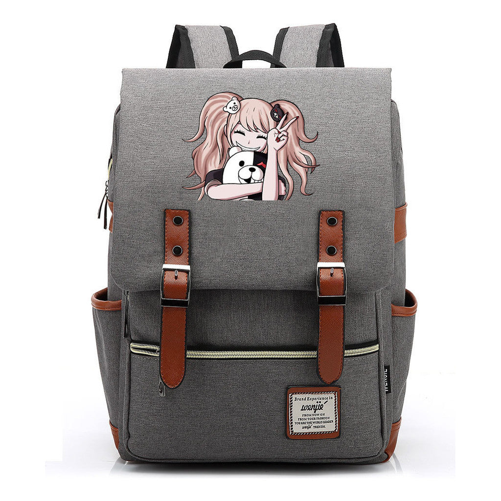 Printed Teenage Student Backpack For Men And Women With Casual Belt Buckle Classic Backpack