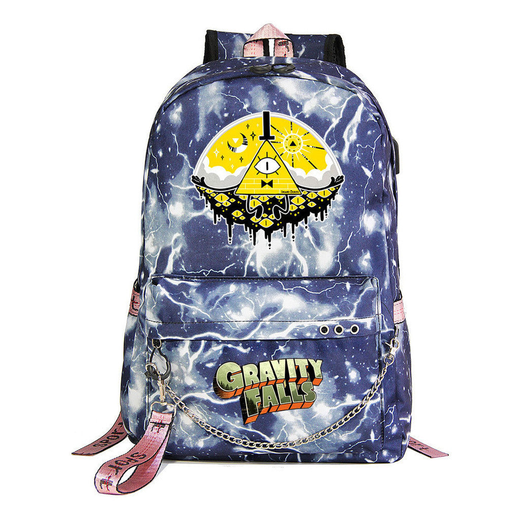 Cartoon Strange Town Youth Student School Bag Men's And Women's Leisure Travel Backpack