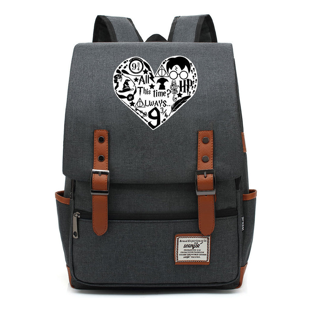 School Of Witchcraft And Wizardry Printed Youth Student School Bag Casual Belt Buckle Classic Backpack