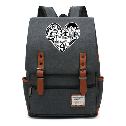 School Of Witchcraft And Wizardry Printed Youth Student School Bag Casual Belt Buckle Classic Backpack