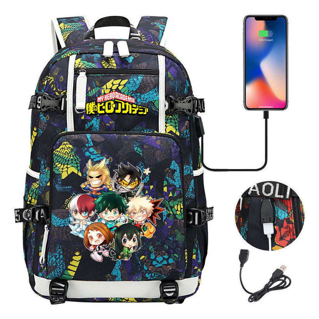 My Heroes Academy Usb Youth Student Backpack For Men And Women's Travel Backpacks