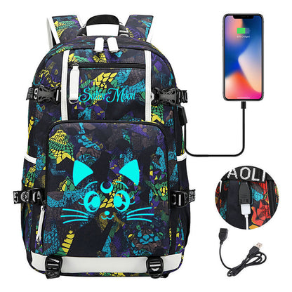 Beautiful Girl Warrior Usb Schoolbag For Young Students Men And Women Travel Backpack