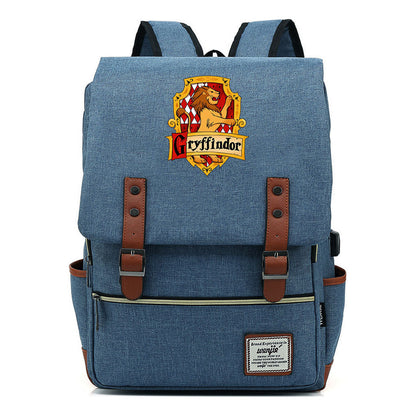 School Of Witchcraft And Wizardry Student Backpack Usb Men's And Women's Leisure Belt Buckle Backpack