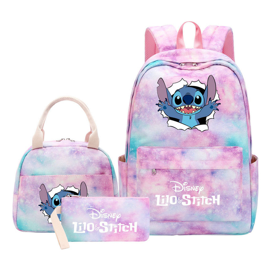 Interstellar Baby Stitch Youth Student Girls School Bag Lunch Bag Three Piece Set Backpack Set