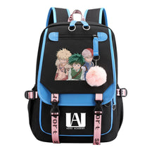 My Heroes Academy Usb Youth Student Backpack For Boys And Girls, Casual Woven Strap Flip Back Backpack