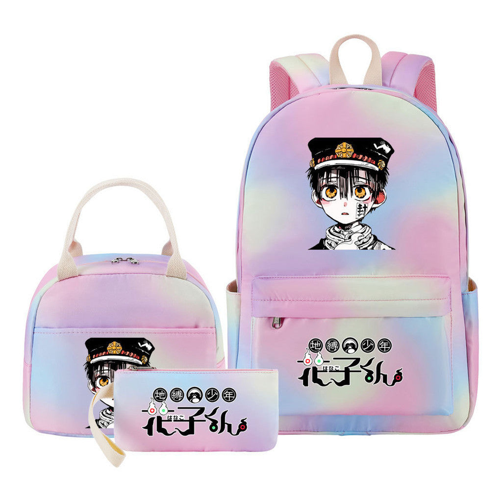 Ground Bound Youth Huazijun Student Girls School Bag Lunch Bag Three Piece Set Backpack Set