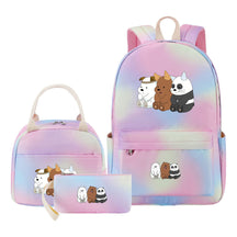 Cartoon Cute Three Cheap Bears Youth Student Girls School Bag Lunch Bag Three Piece Set Backpack Set