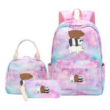 Cartoon Cute Three Cheap Bears Youth Student Girls School Bag Lunch Bag Three Piece Set Backpack Set