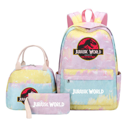 Jurassic Park Dinosaur Student School Bag Lunch Bag Three Piece Set Backpack Set