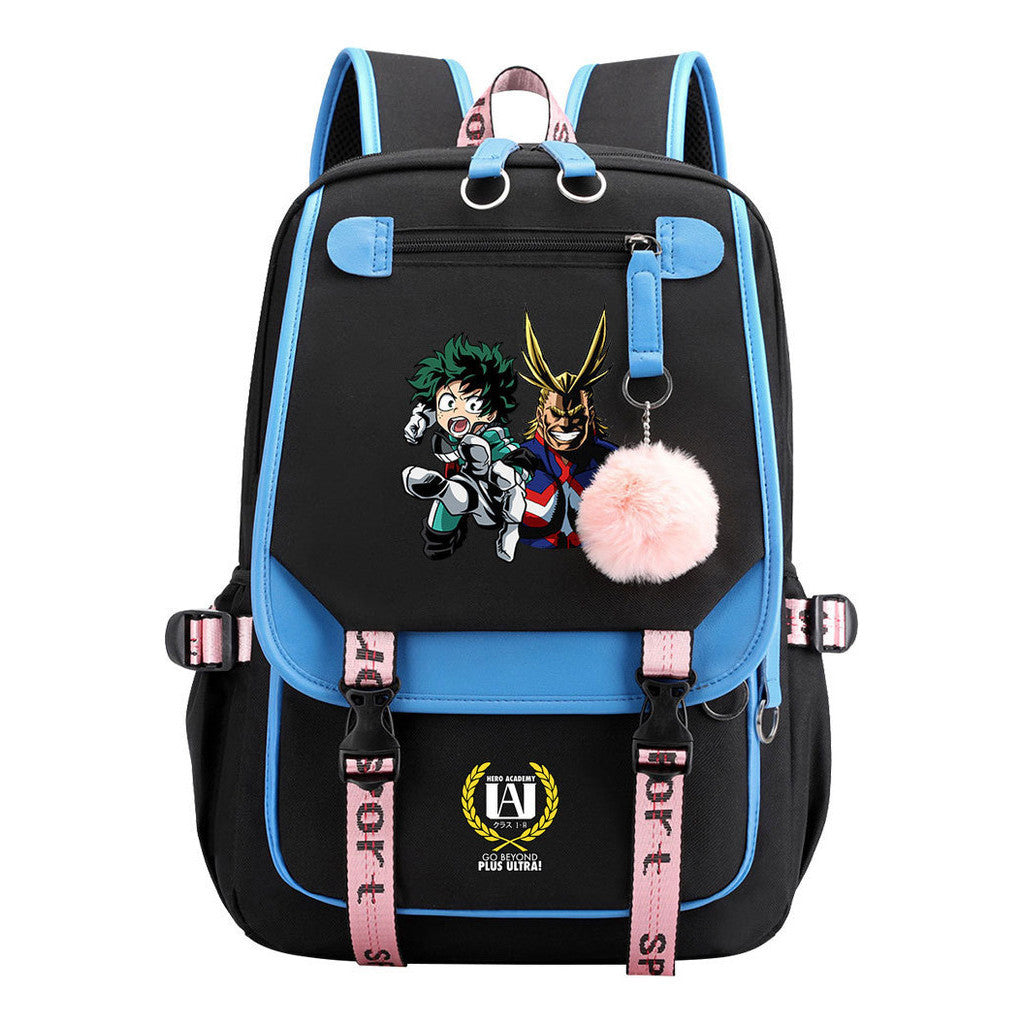 My Heroes Academy Usb Student Backpack, Casual Woven Strap Flip Back Backpack