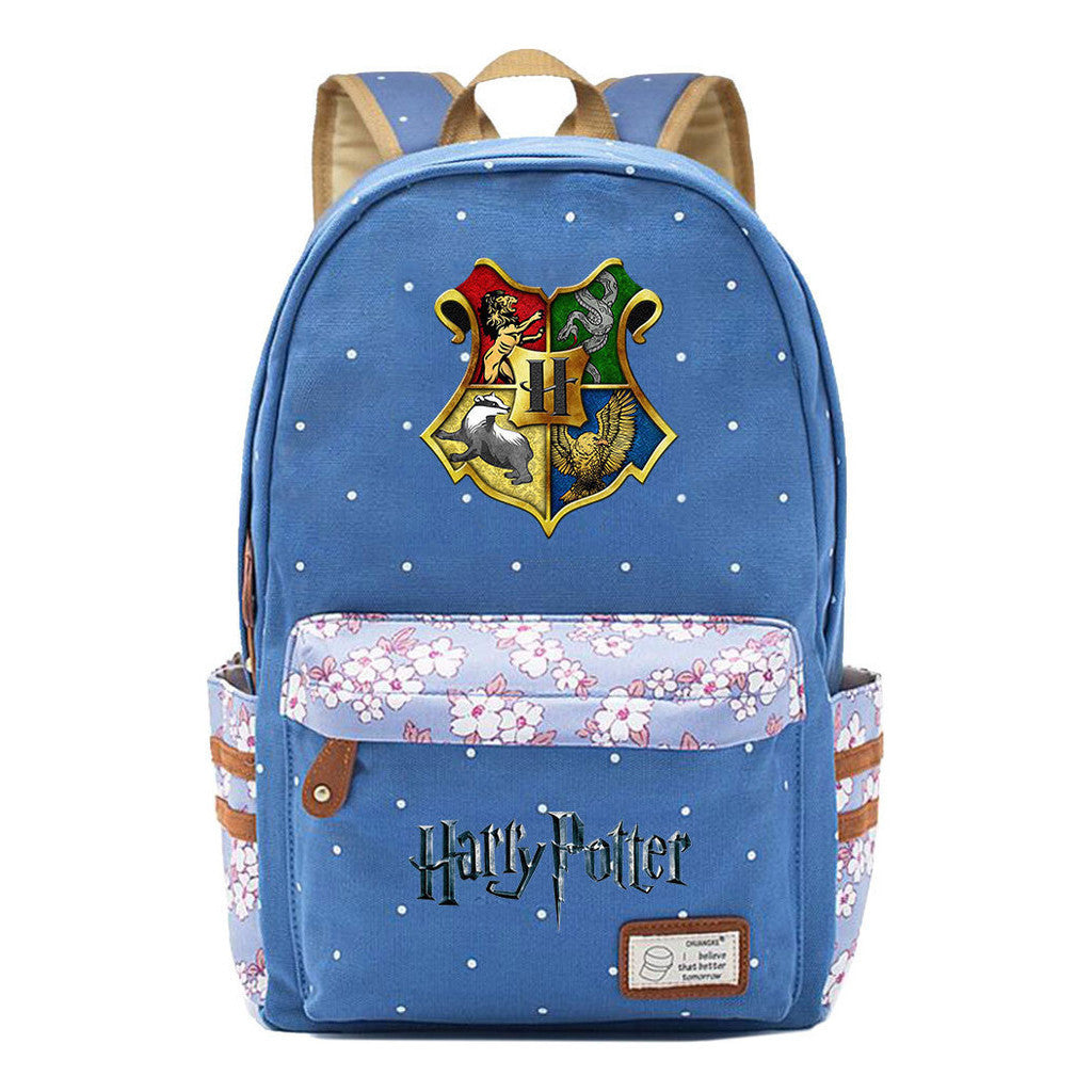 School Of Witchcraft And Wizardry Student Backpack With Floral Canvas Backpack