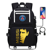 Gold Sports Football Star Printed Usb Youth School Bag Backpack Leisure Travel Backpack