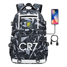Football Star Cristiano Ronaldo Printed Usb Youth Student Backpack For Men And Women, Backpack For Leisure Travel