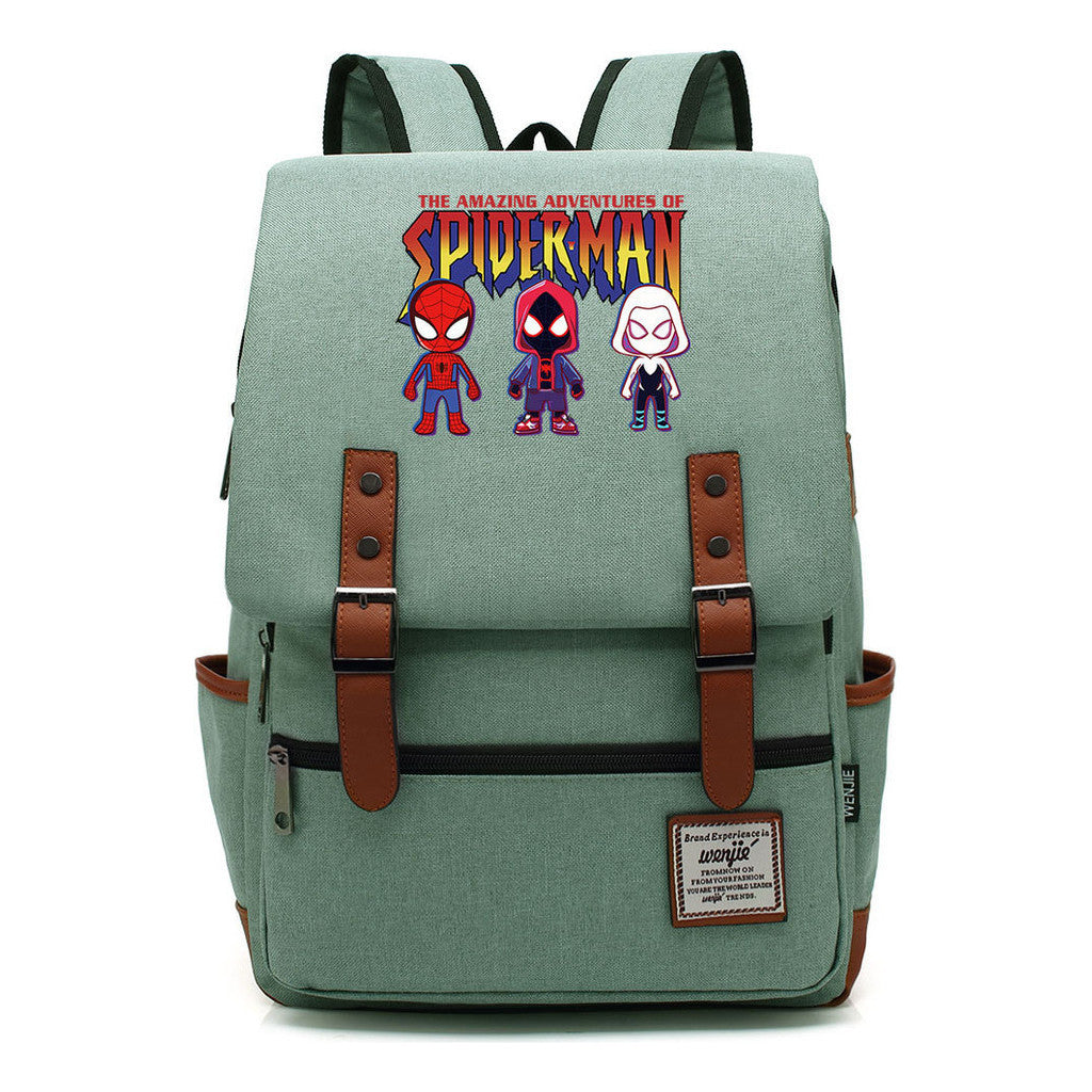 Superhero Print Youth Student Backpack For Men And Women, Casual Belt Buckle, Classic Backpack