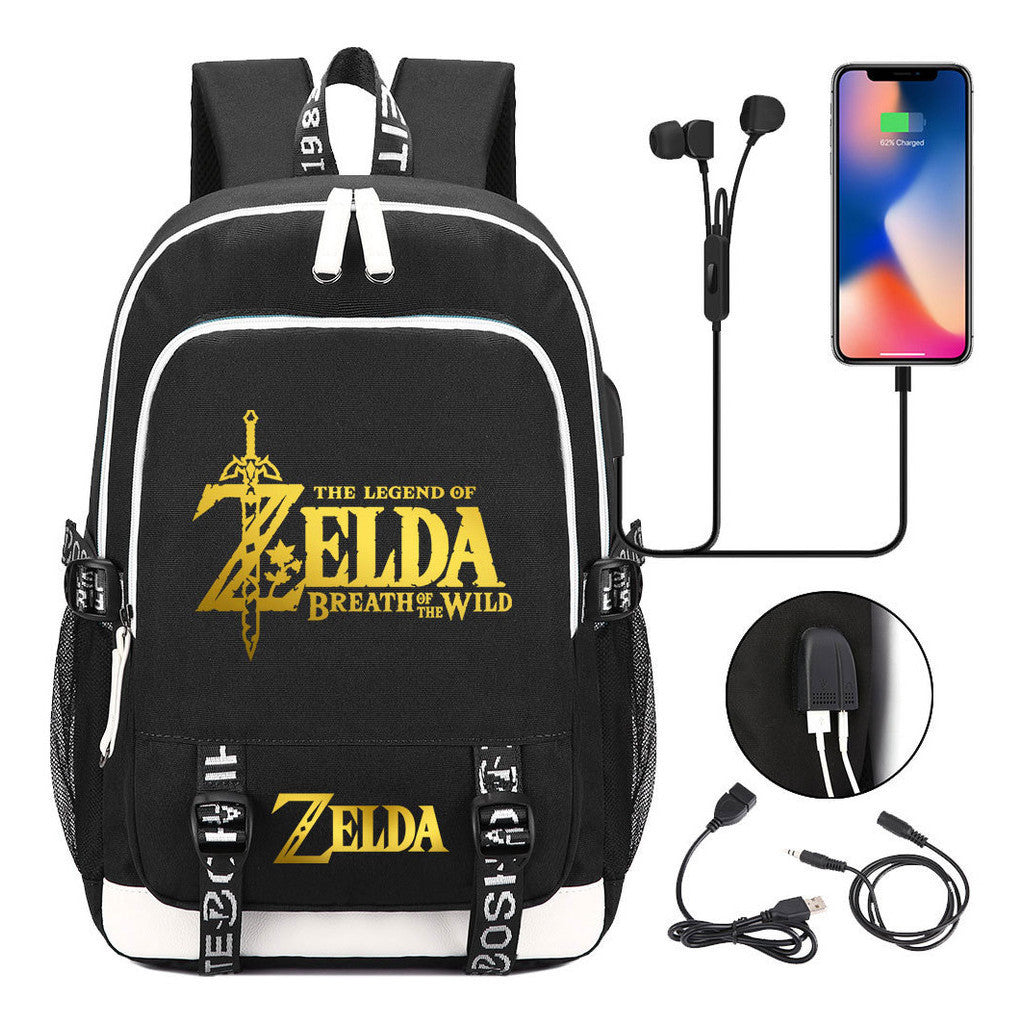 Golden Selda Kingdom Tears Usb Youth Student Backpack Men's And Women's Leisure Sports Backpack