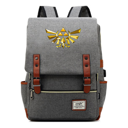 Game Zelda Kingdom Tears Print Youth Student Backpack Usb Casual Backpack
