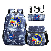 Fashionable Usb Password Lock Youth Student Backpack Three Piece Set Backpack