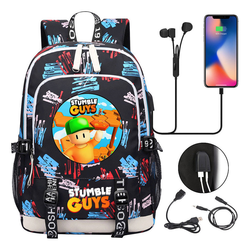 Printed Youth School Bag Usb Casual Backpack Travel Backpack