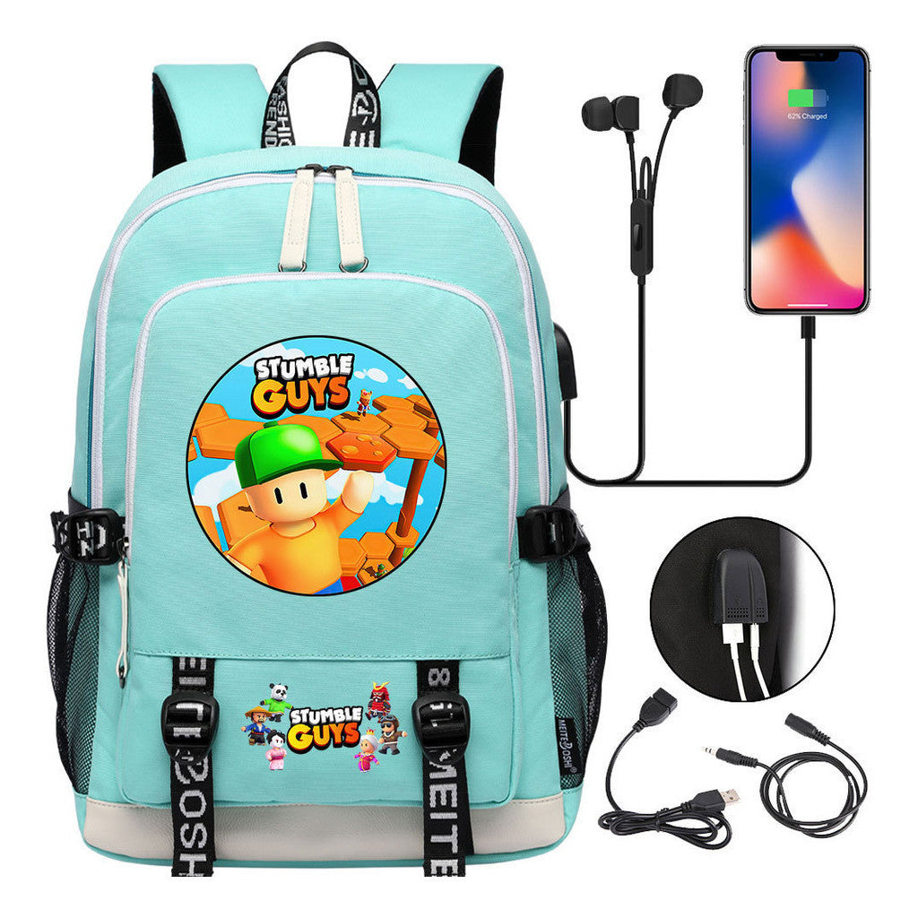 Printed Youth School Bag Usb Casual Backpack Travel Backpack