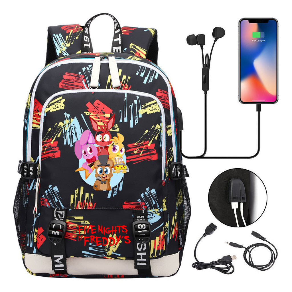 Toy Bear Game Peripheral Print Usb Youth Student Backpack For Men And Women Leisure Backpack