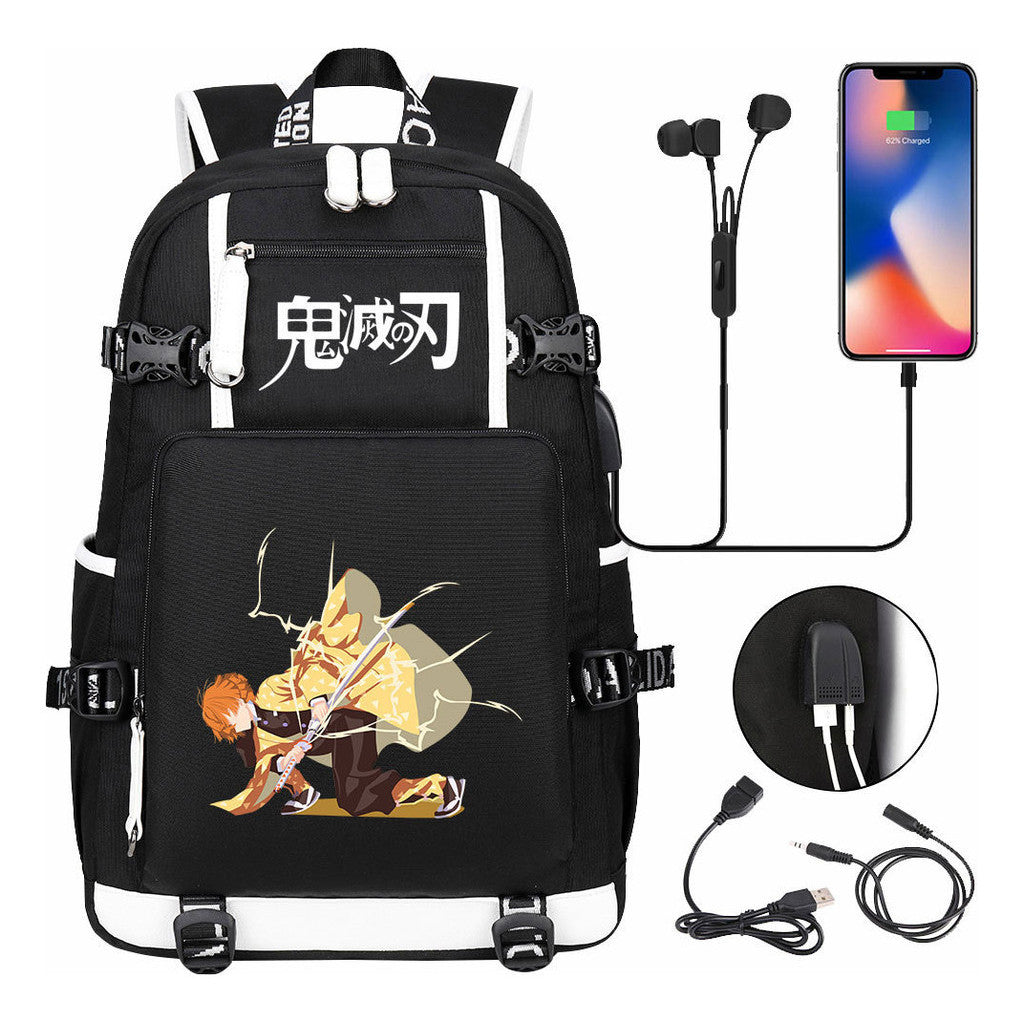 Printed Usb Large Capacity Student Backpack For Leisure Travel Backpack