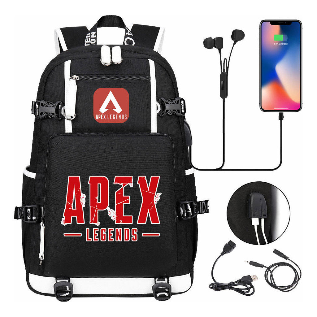 Game Apex Hero Print Usb Large Capacity Youth Student School Bag Men's And Women's Leisure Travel Backpack