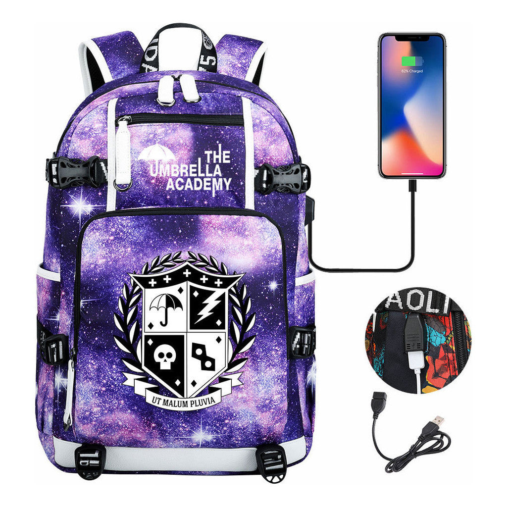 Printed Usb Large Capacity Youth Student Backpack For Men And Women's Leisure Travel Backpack